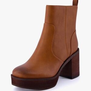 CUSHIONAIRE Women's Festival Platform Block Heel Boot +Memory Foam, Wide Width